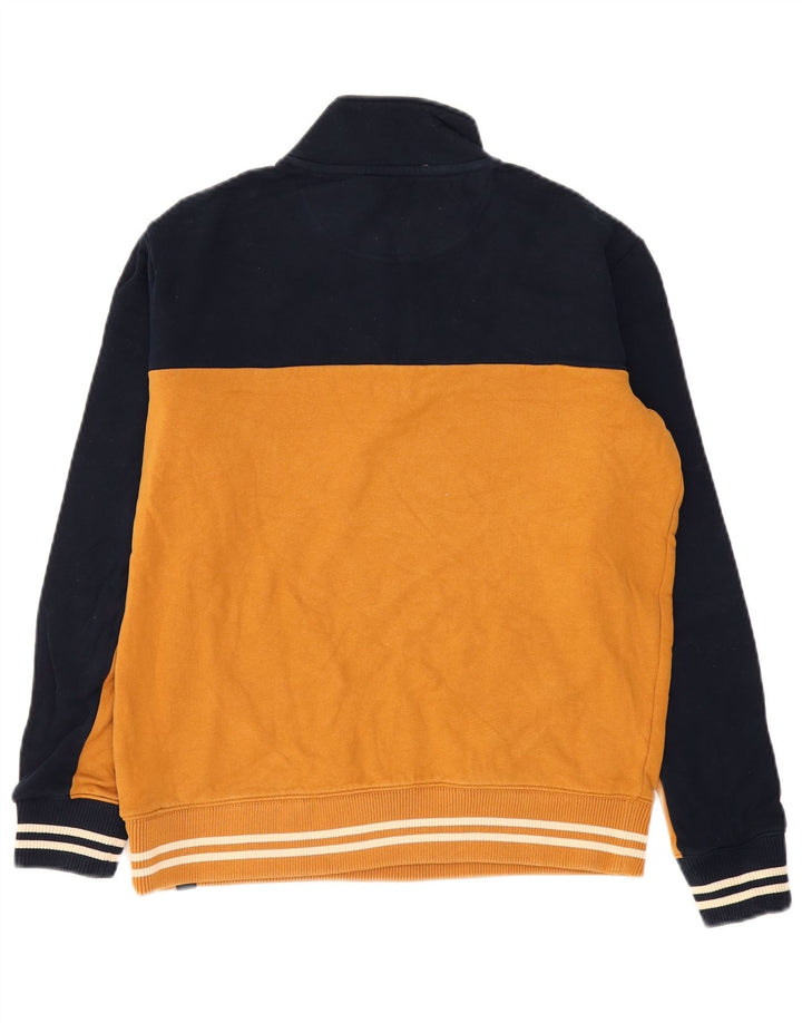 Felpa da uomo Marks & Spencer con zip e collo, grande, color block giallo