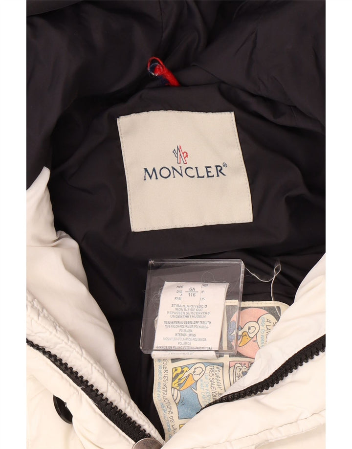 MONCLER Piumino Bambina con Cappuccio 5-6 Anni Nylon Bianco