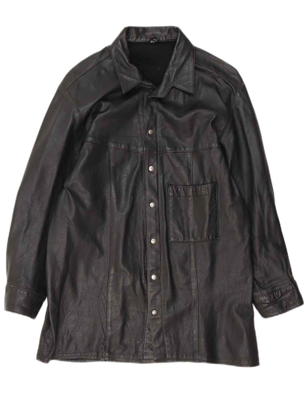 Giacca in pelle vintage da uomo UK 38 media nera