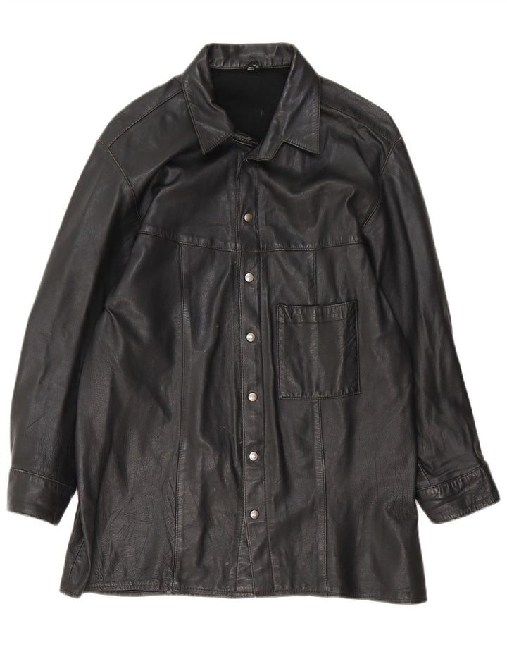 Giacca in pelle vintage da uomo UK 38 media nera