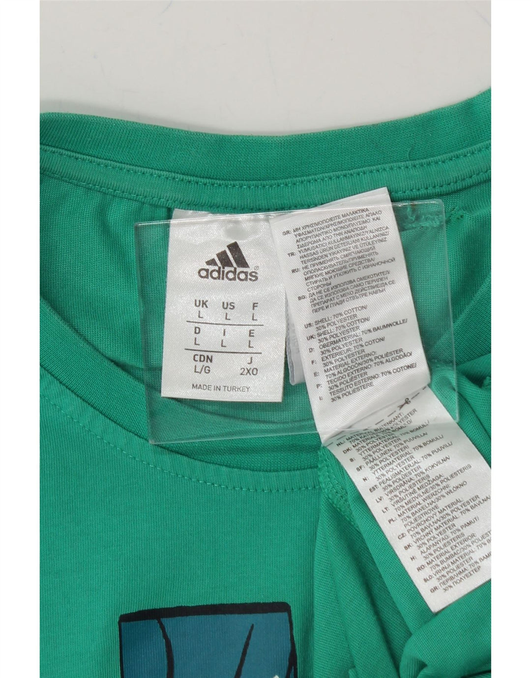 ADIDAS Mens Graphic T-Shirt Top Large Green Cotton Vintage Adidas and Second-Hand Adidas from Messina Hembry 