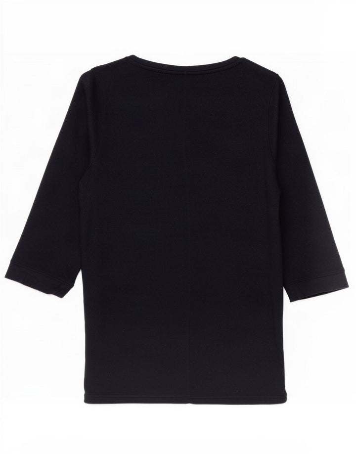 Marks & Spencer Top da donna manica 3/4 UK 14 viscosa blu navy medio