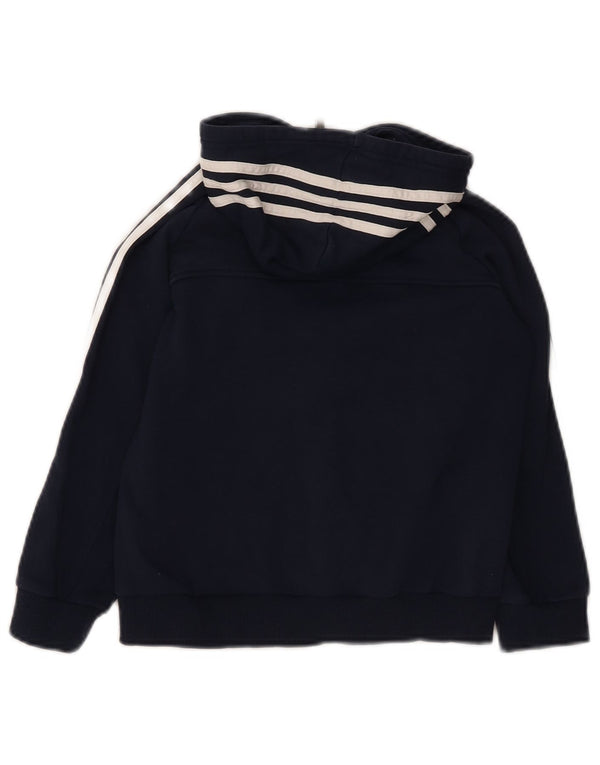 Adidas Boys Zip Hoodie Sweater 7-8 Years Navy Blue Cotton