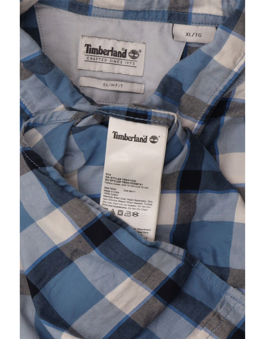 TIMBERLAND Camicia slim fit da uomo XL in cotone a quadri blu