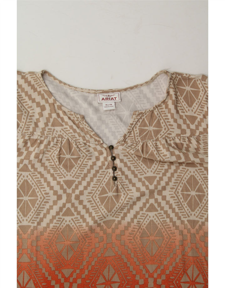 ARIAT Womens Big & Tall Blouse Top UK 18 XL Red Geometric Polyester Vintage Ariat and Second-Hand Ariat from Messina Hembry 