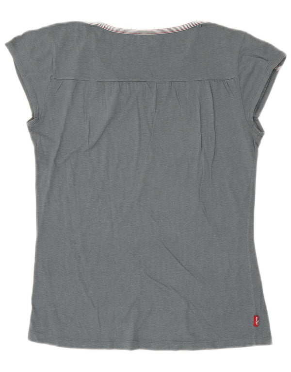 T-shirt grafica da donna Levi's Top UK 14 grande cotone grigio
