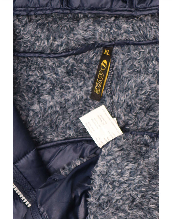 Giacca in pile imbottita con cappuccio da donna Ande UK 18 XL poliestere blu navy