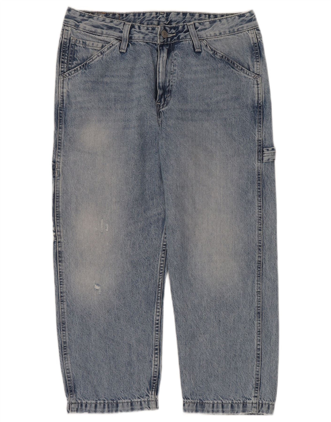 LEVI'S Jeans corti da uomo Carpenter vestibilità ampia a vita alta W32 L24 Blu