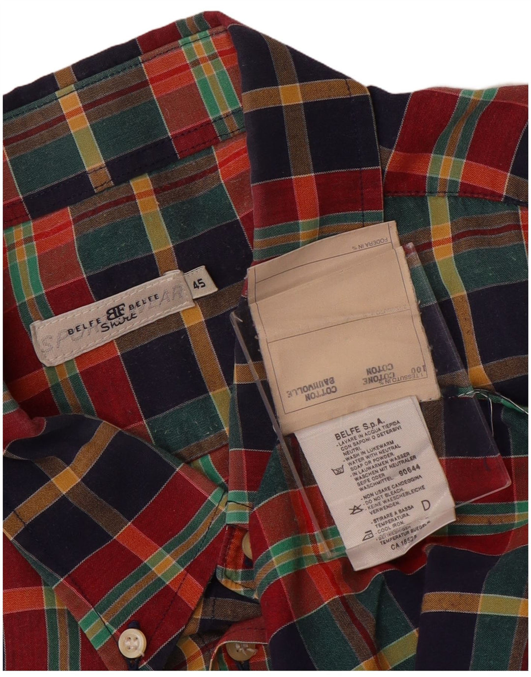 Camicia a maniche corte da uomo Belfe & Belfe taglia 45 XL in cotone a quadri multicolore