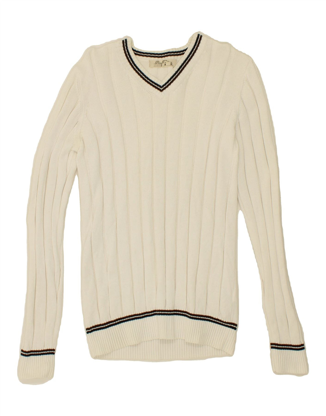 XDYE Womens V-Neck Jumper Sweater UK 14 Medium White Cotton Vintage XDYE and Second-Hand XDYE from Messina Hembry 