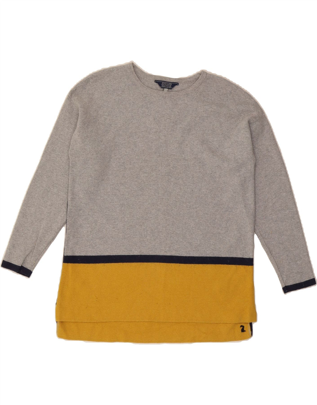 JOULES Womens Crew Neck Jumper Sweater UK 10 Small Grey Colourblock Vintage Joules and Second-Hand Joules from Messina Hembry 