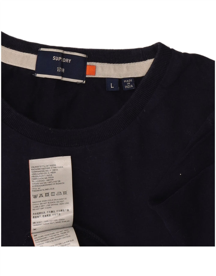 T-shirt da donna Superdry Top UK 16 Large Blu Navy in cotone