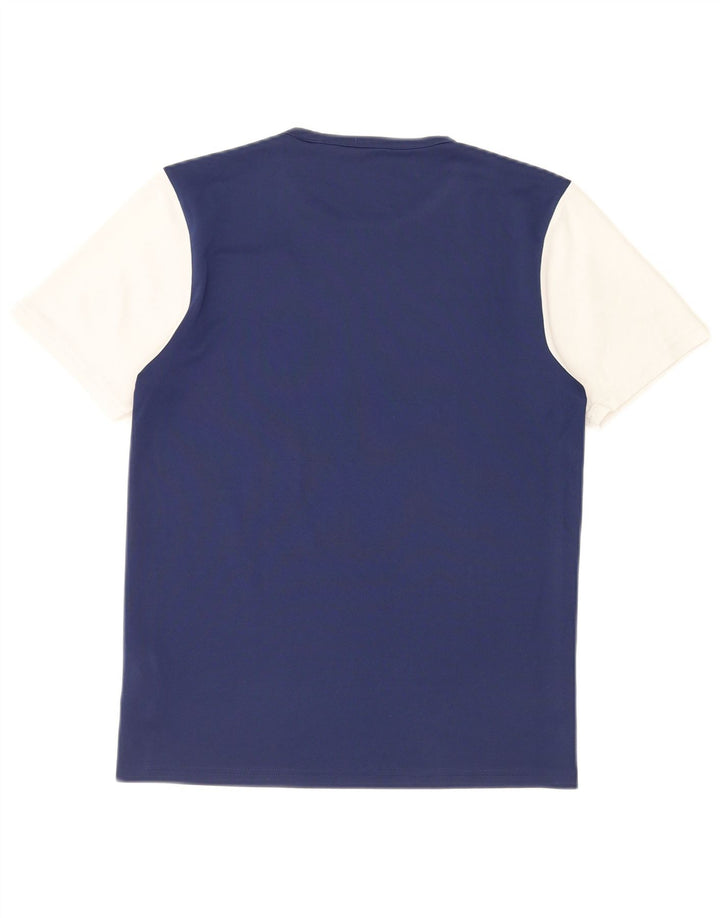 T-shirt grafica da uomo Adidas Top Small in poliestere color block blu navy