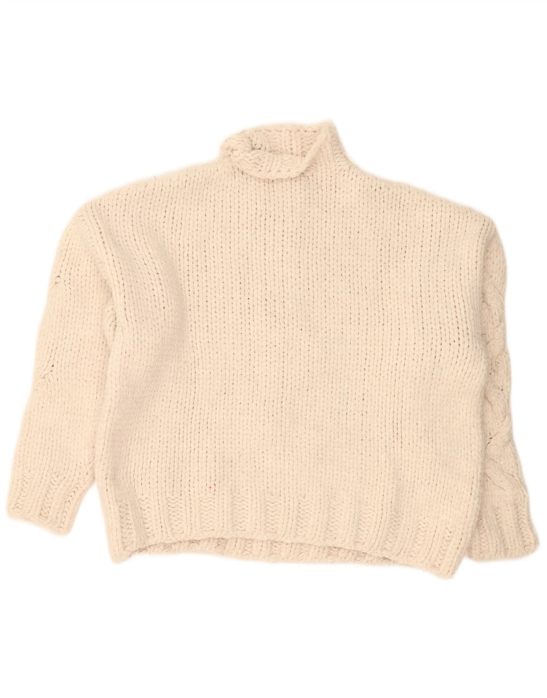 Maglione maglione oversize con collo dolcevita da donna Zara UK 16 grande acrilico bianco