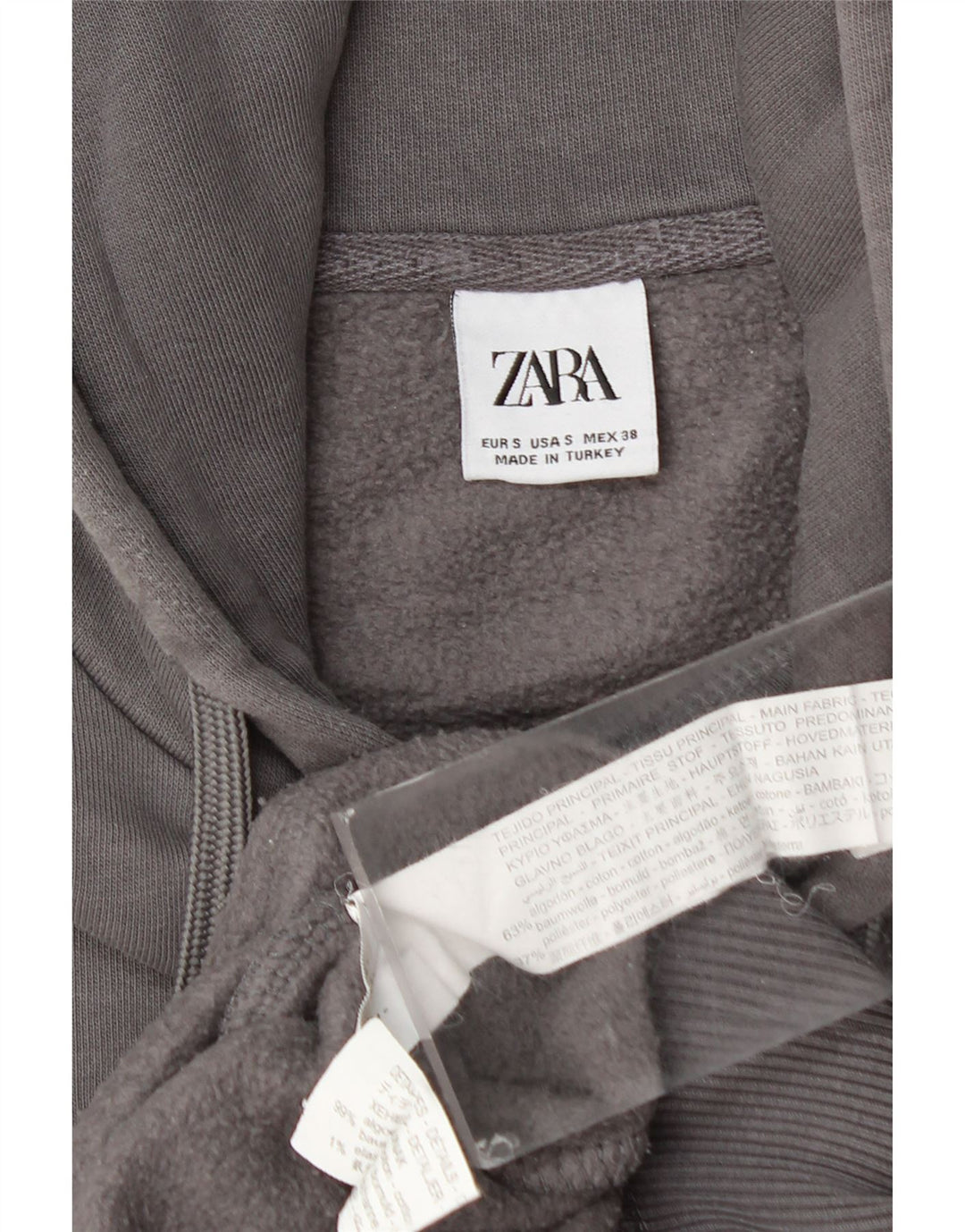 Maglia con cappuccio da uomo ZARA piccola in cotone grigio