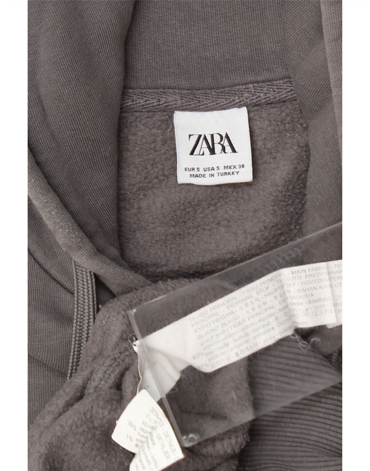 Maglia con cappuccio da uomo ZARA piccola in cotone grigio