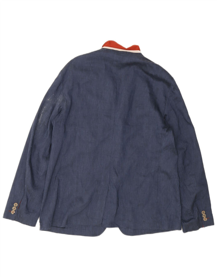 Giacca blazer da uomo a 3 bottoni Ted Baker taglia 6 2XL lino blu