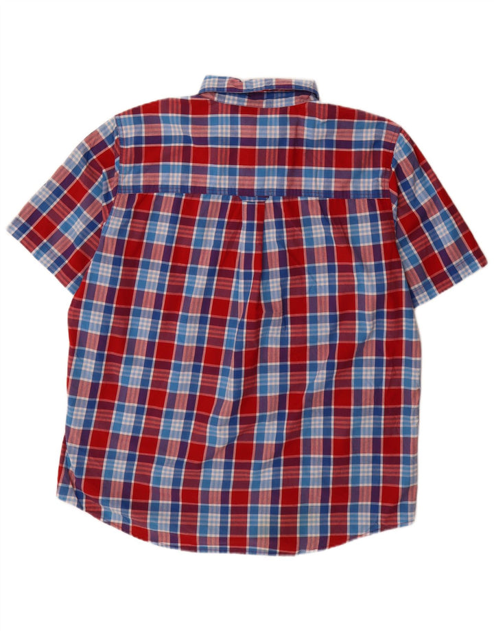 Chaps Camicia a maniche corte da uomo in cotone a quadri rossi grandi