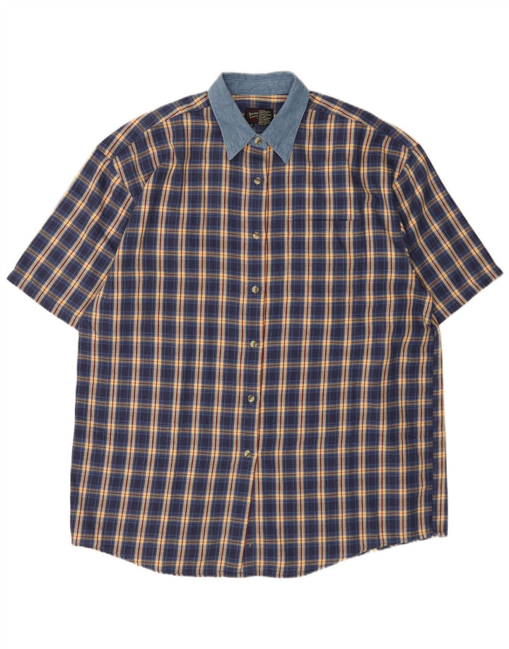 Camicia LEE da donna in flanella a maniche corte oversize UK 18 XL blu navy a quadri