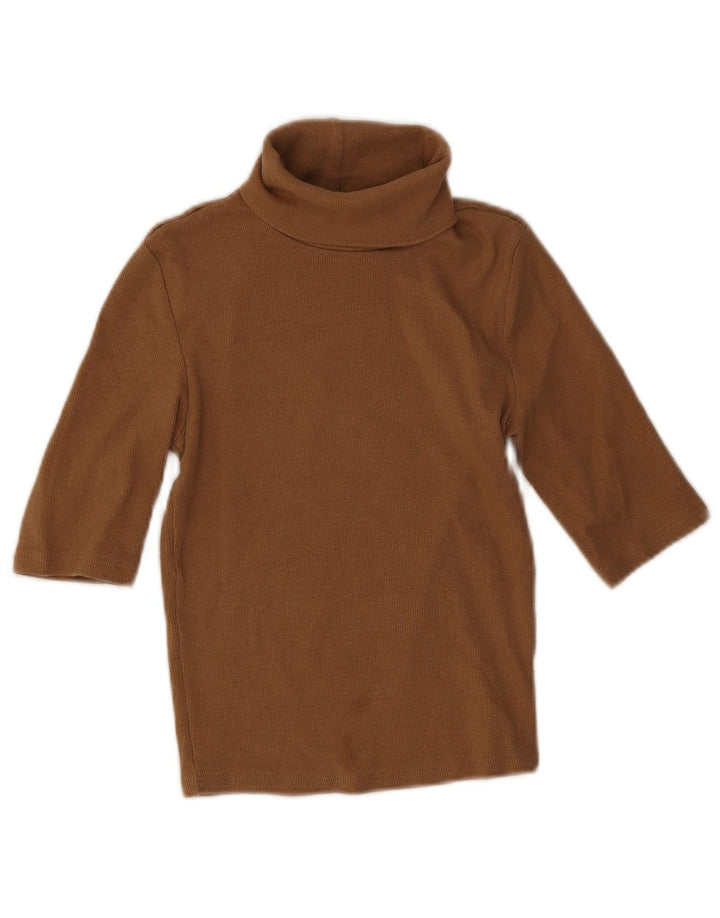 Top corto Zara da donna con collo alto UK 8 piccolo cotone marrone