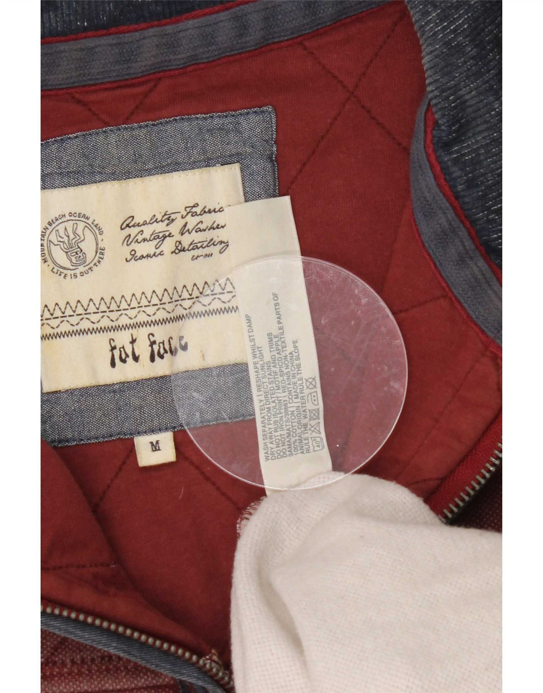 Felpa da uomo con collo con zip Fat Face, maglione, cotone rosso medio