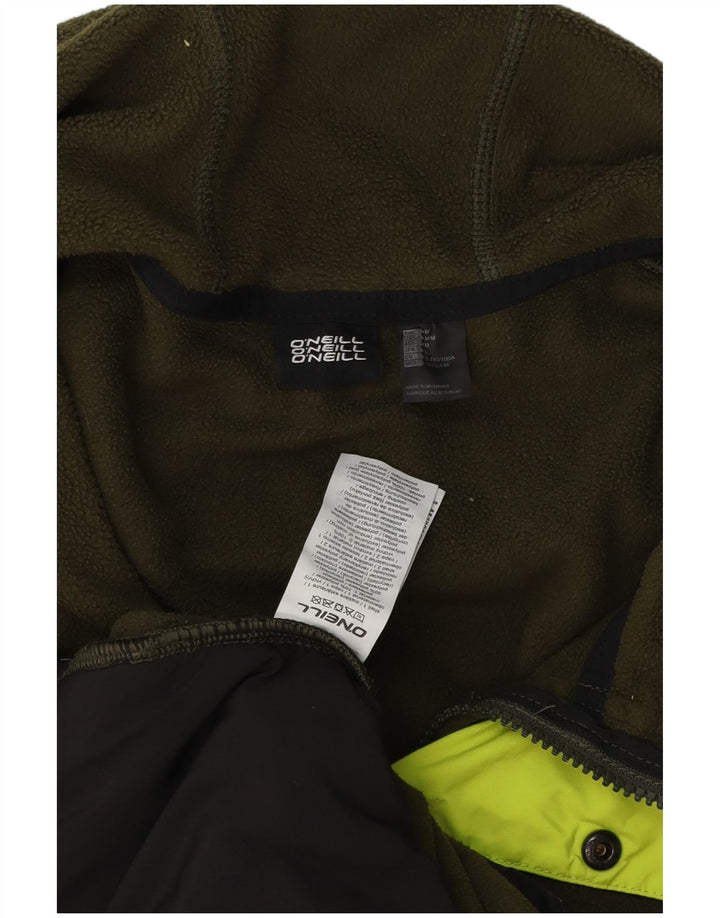 O'NEILL Mens Graphic Button Neck Fleece Jumper Medium Khaki Colourblock