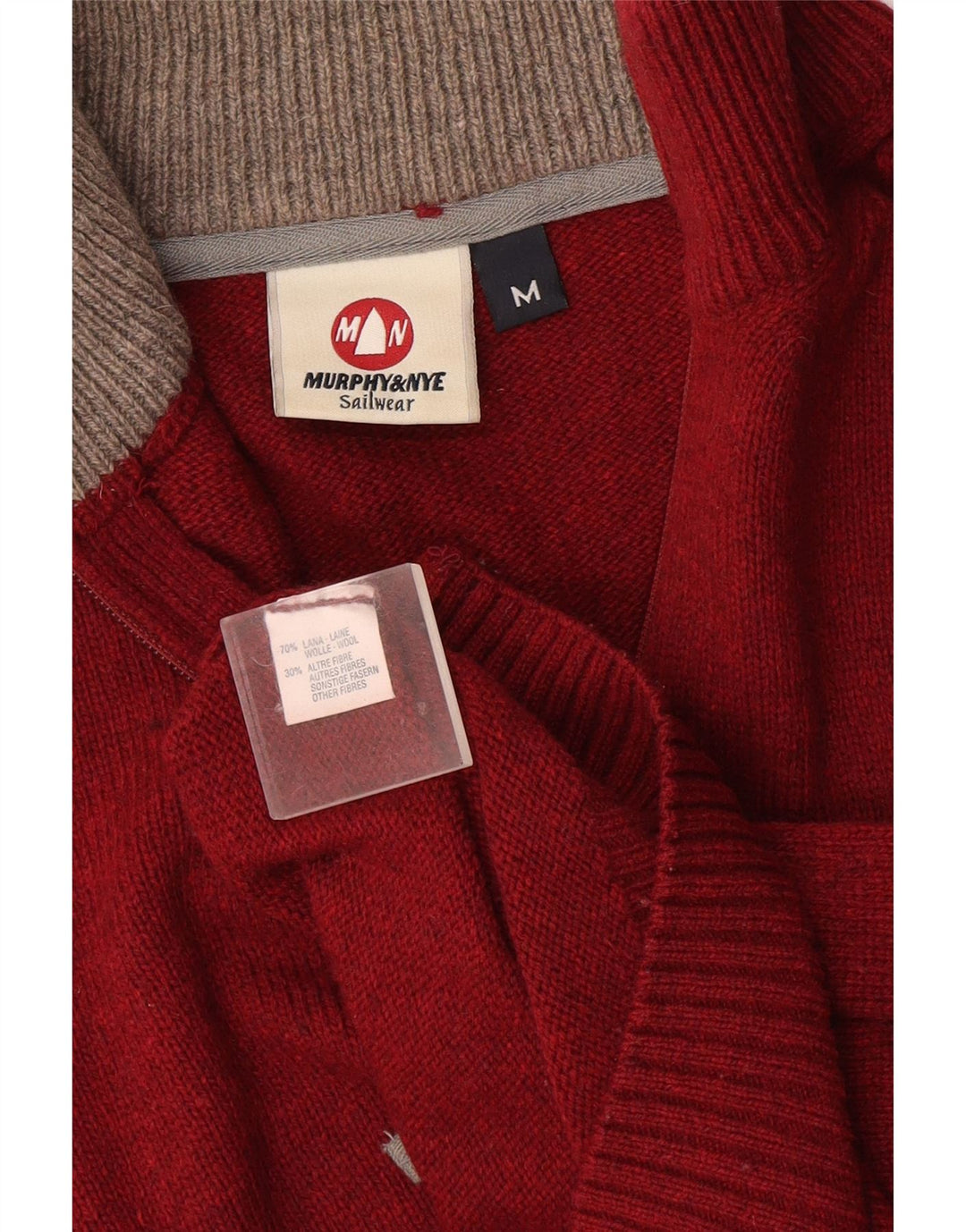 Maglione da uomo con zip e collo Murphy & Nye in lana bordeaux media