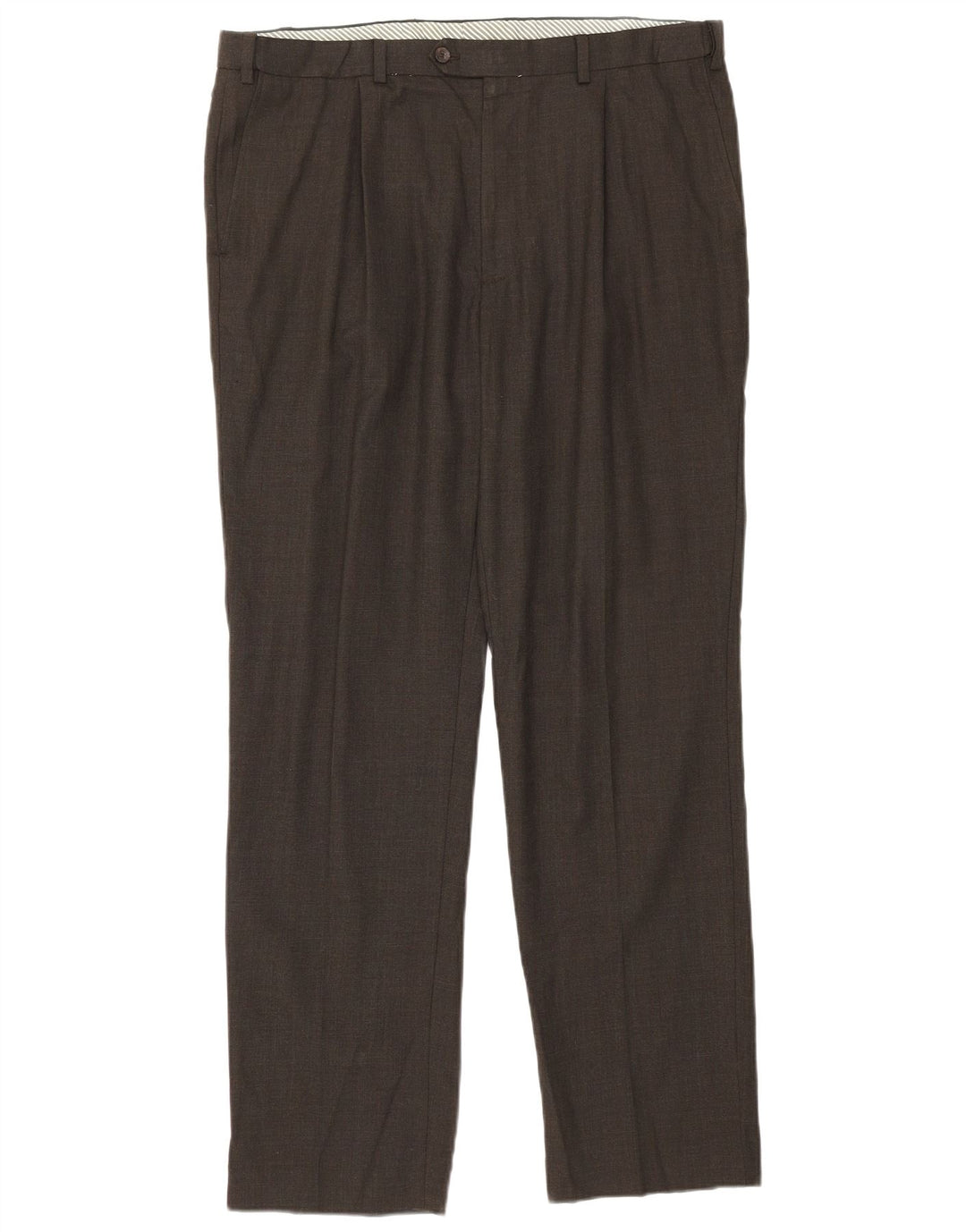 Pantaloni da abito dritti da uomo Marks & Spencer W38 L33 lana marrone
