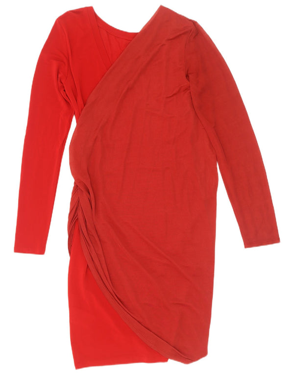 Abito tubino a maniche lunghe da donna Marella UK 8 piccolo rosso in viscosa