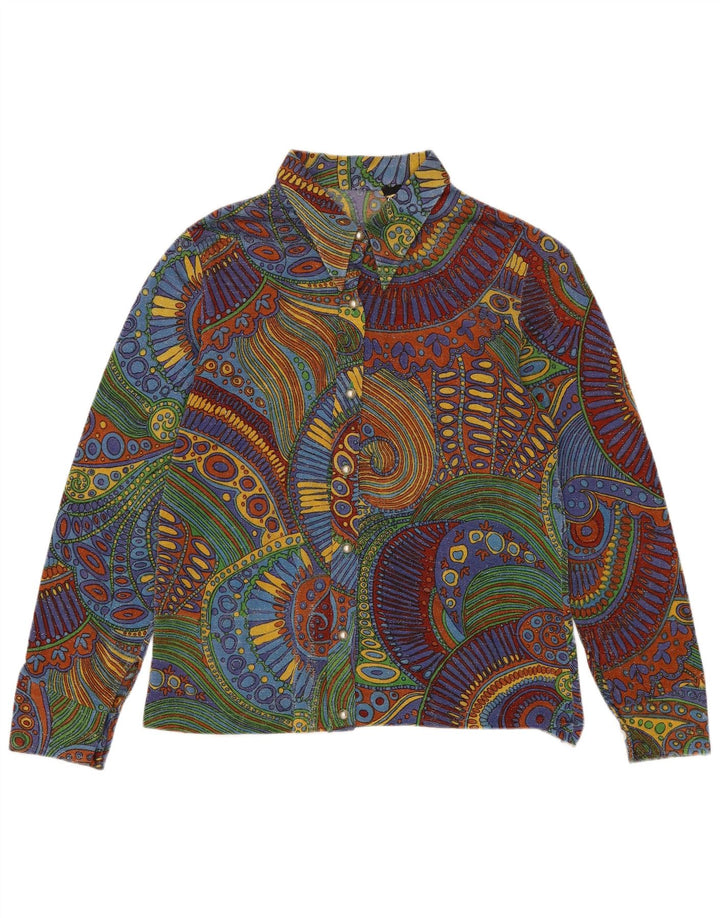 Camicia Donna VINTAGE Camicetta IT 50 XL Multicolore Geometrico