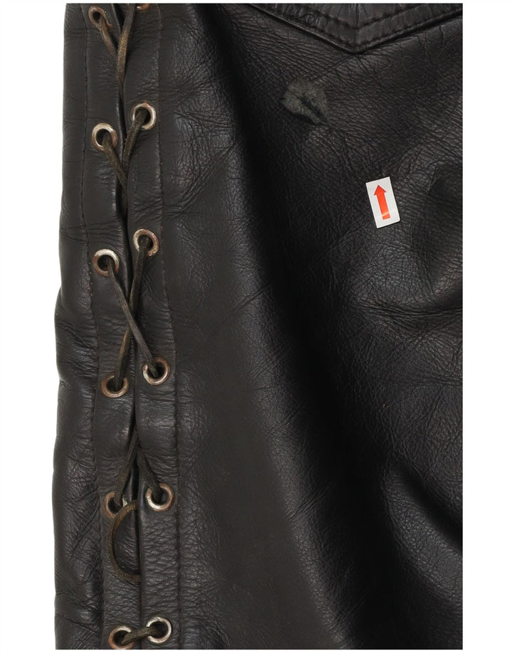 Pantaloni dritti in pelle da uomo VINTAGE W30 L30 neri