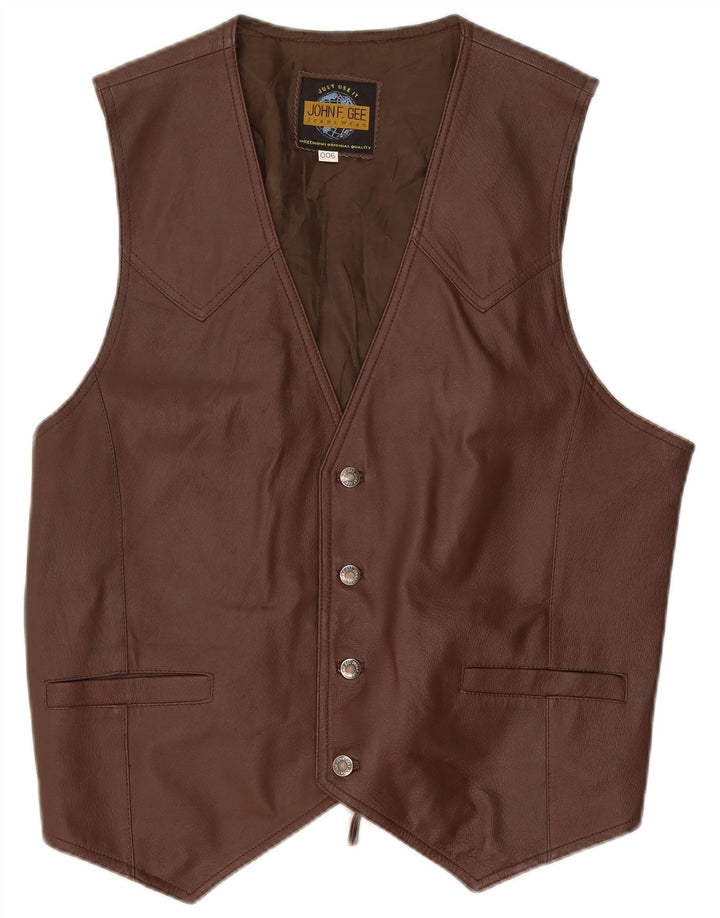Gilet in pelle da uomo John F Gee Marrone medio
