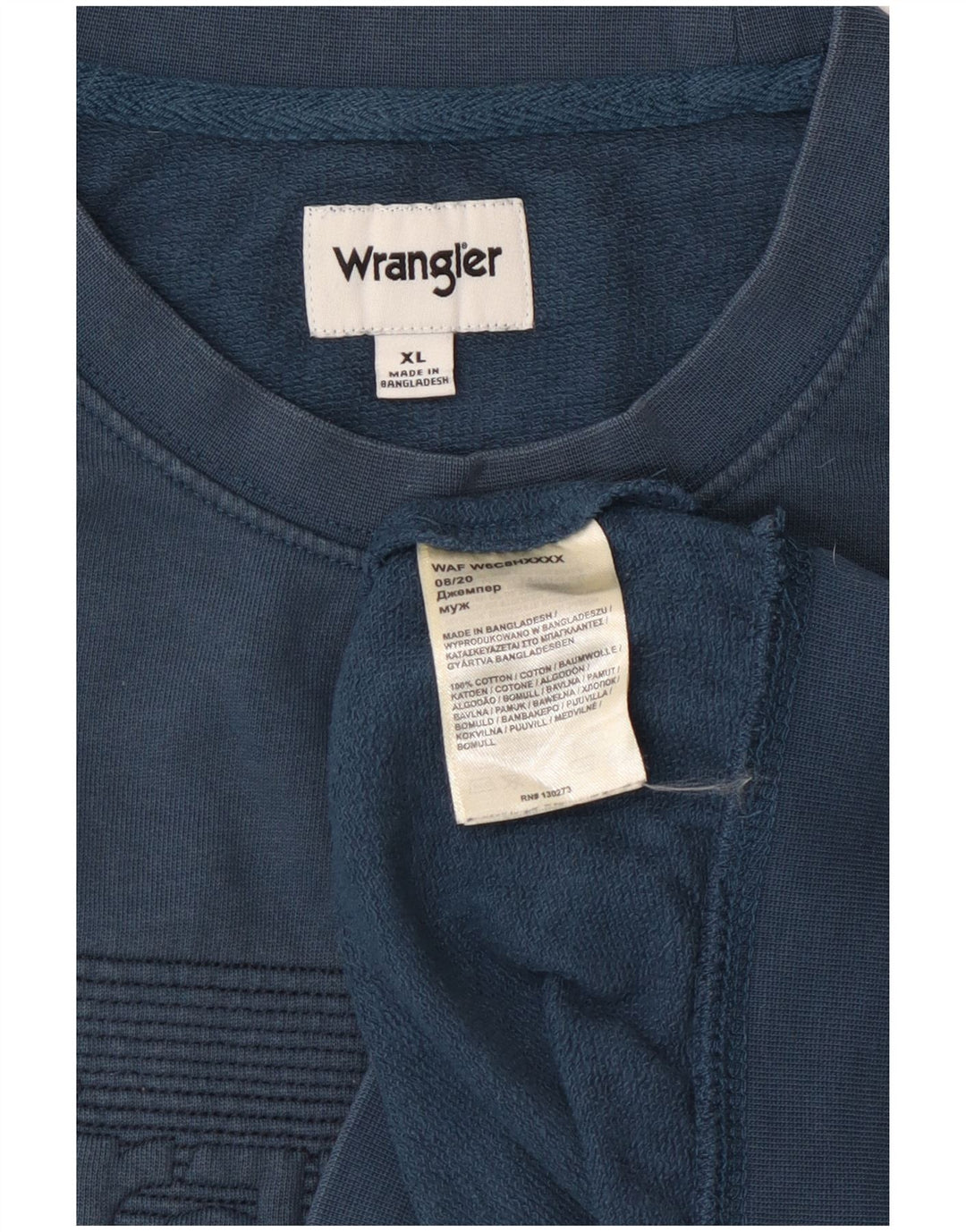 Felpa grafica da uomo WRANGLER maglione XL cotone blu