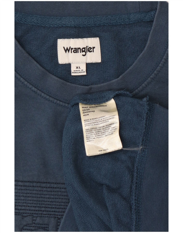 Felpa grafica da uomo WRANGLER maglione XL cotone blu