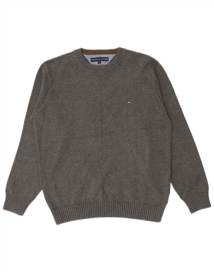 Maglione maglione girocollo da uomo Tommy Hilfiger in cotone grigio medio