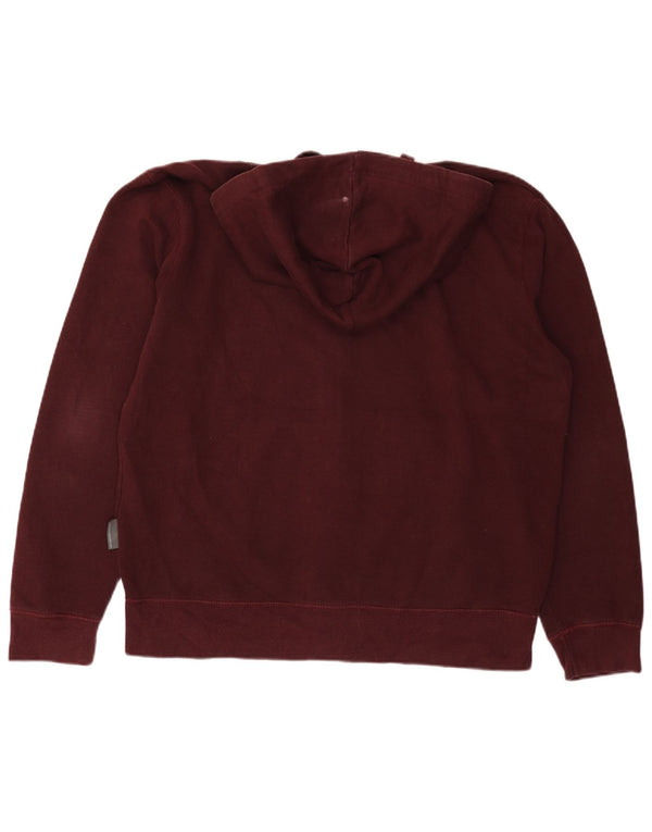 FRENCH CONNECTION Maglione con cappuccio e zip da uomo XL in cotone bordeaux