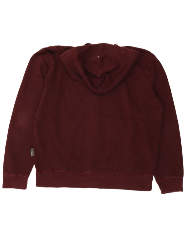 FRENCH CONNECTION Maglione con cappuccio e zip da uomo XL in cotone bordeaux