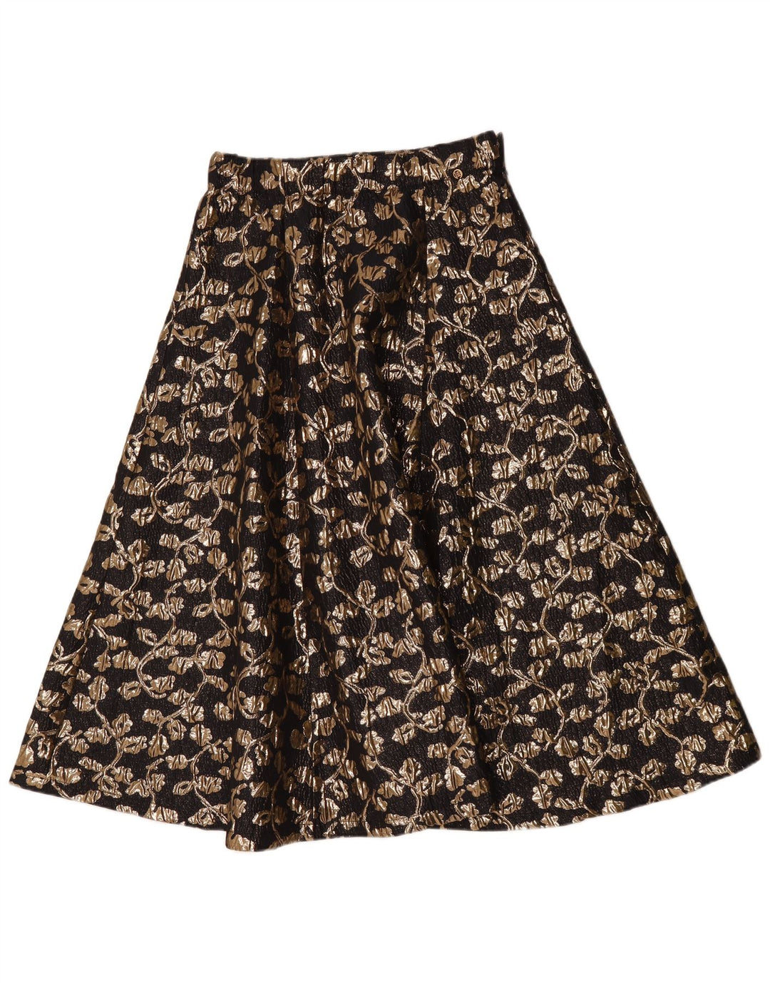 Gonna a trapezio da donna vintage W30 media nera floreale