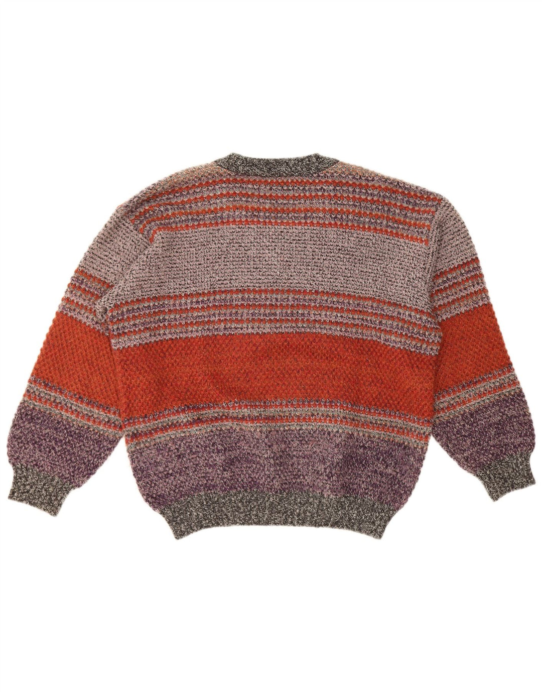 VINTAGE Mens V-Neck Jumper Sweater XL Multicoloured Striped Acrylic