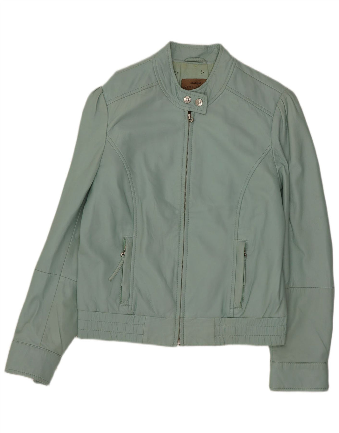 Giacca Biker In Pelle Donna Conbipel IT 44 Pelle Verde Medio