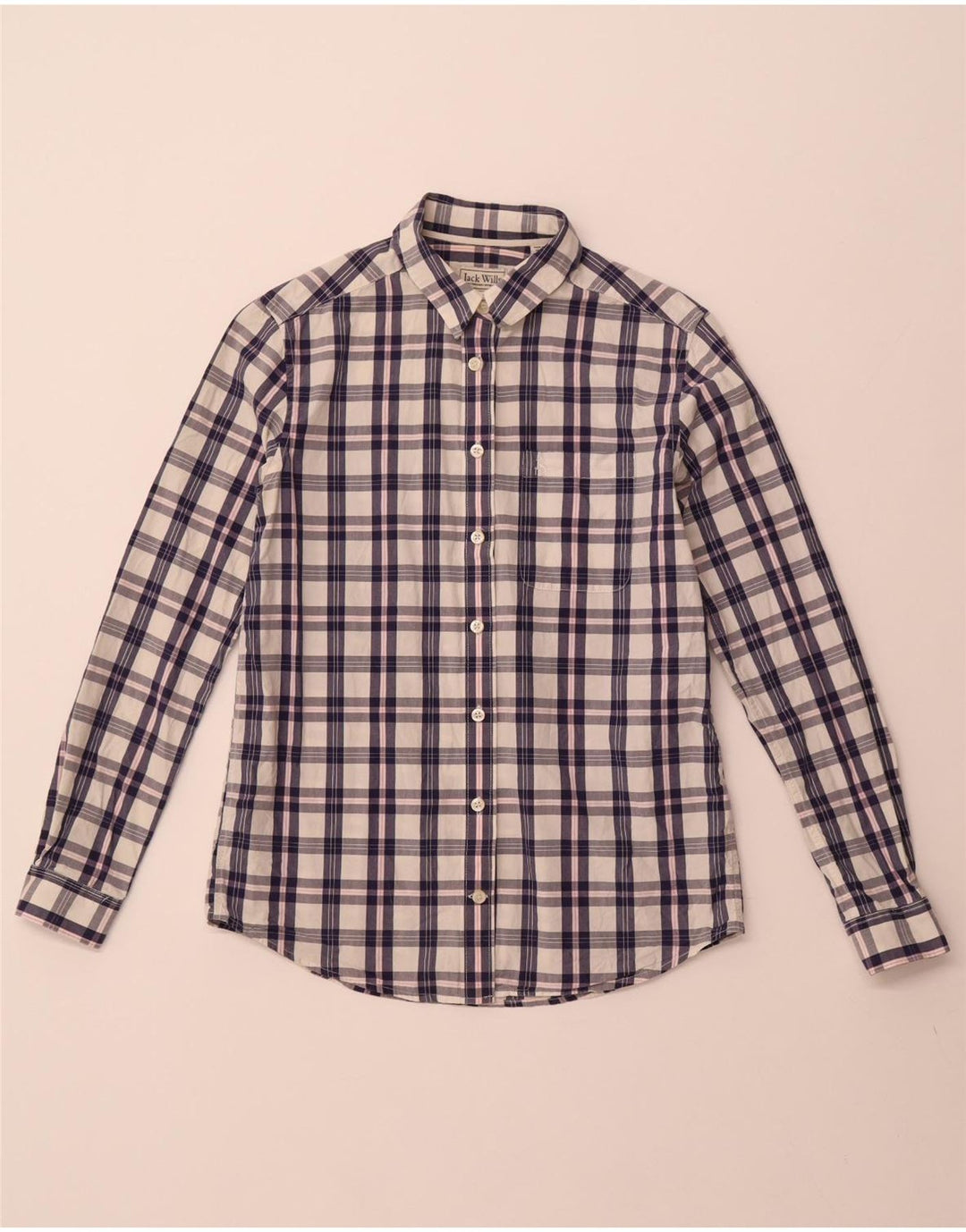 JACK WILLS Camicia da donna UK 6 XS Cotone a quadri bianco