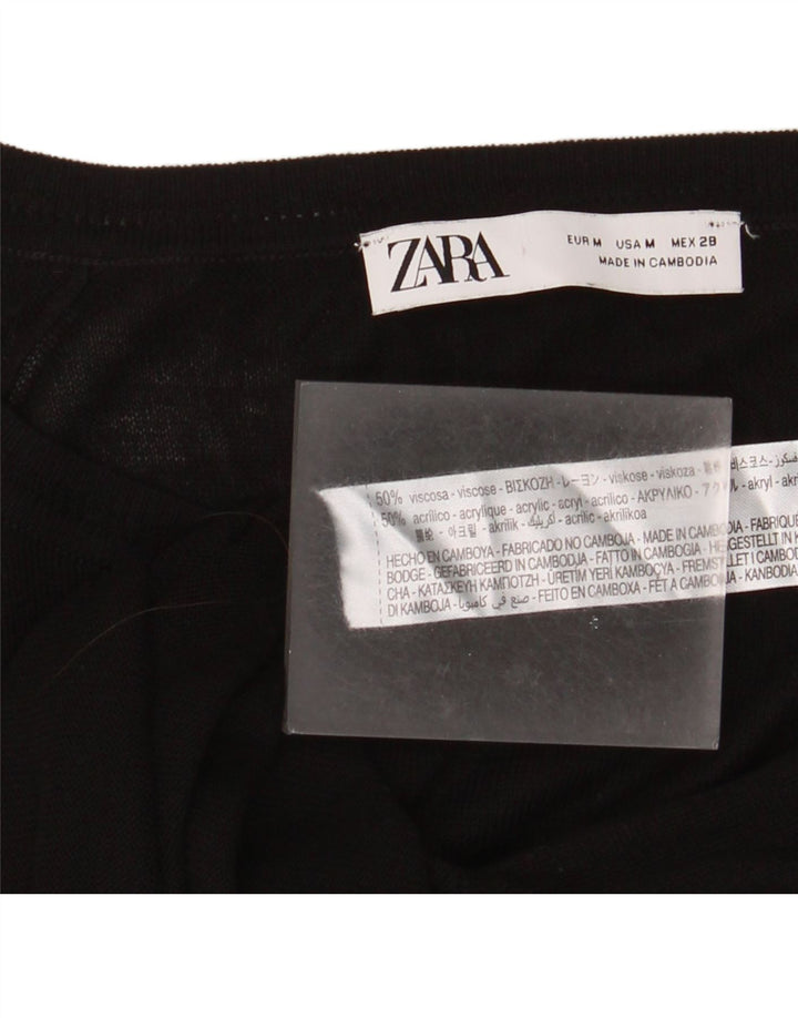 Maglione Zara da donna con scollo a barca UK 14 viscosa nera media