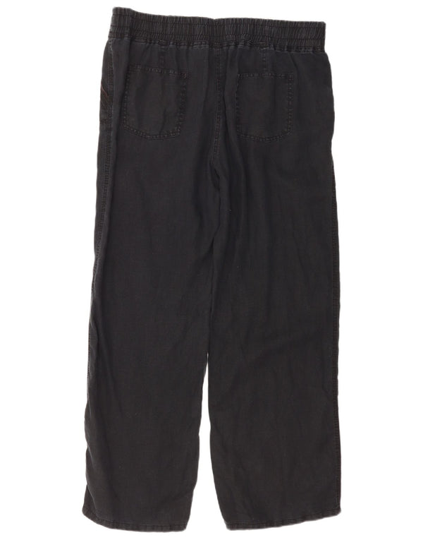 Pantaloni chino a gamba larga da donna Marks & Spencer UK 14 Large W34 L30 Neri