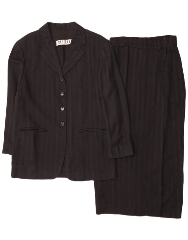 Set gonna da donna in 2 pezzi a 4 bottoni Marella UK 10 piccolo W26 a righe nere