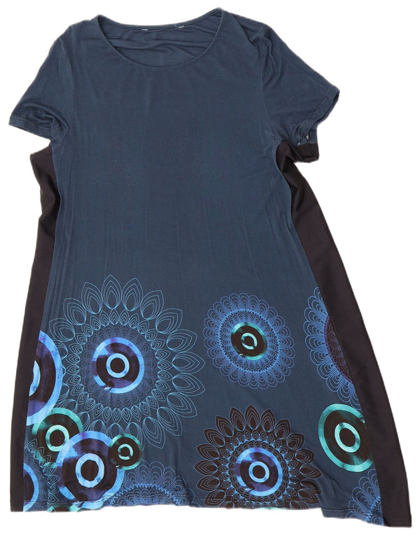Desigual Abito T-shirt con grafica da donna UK 14 Blu medio floreale
