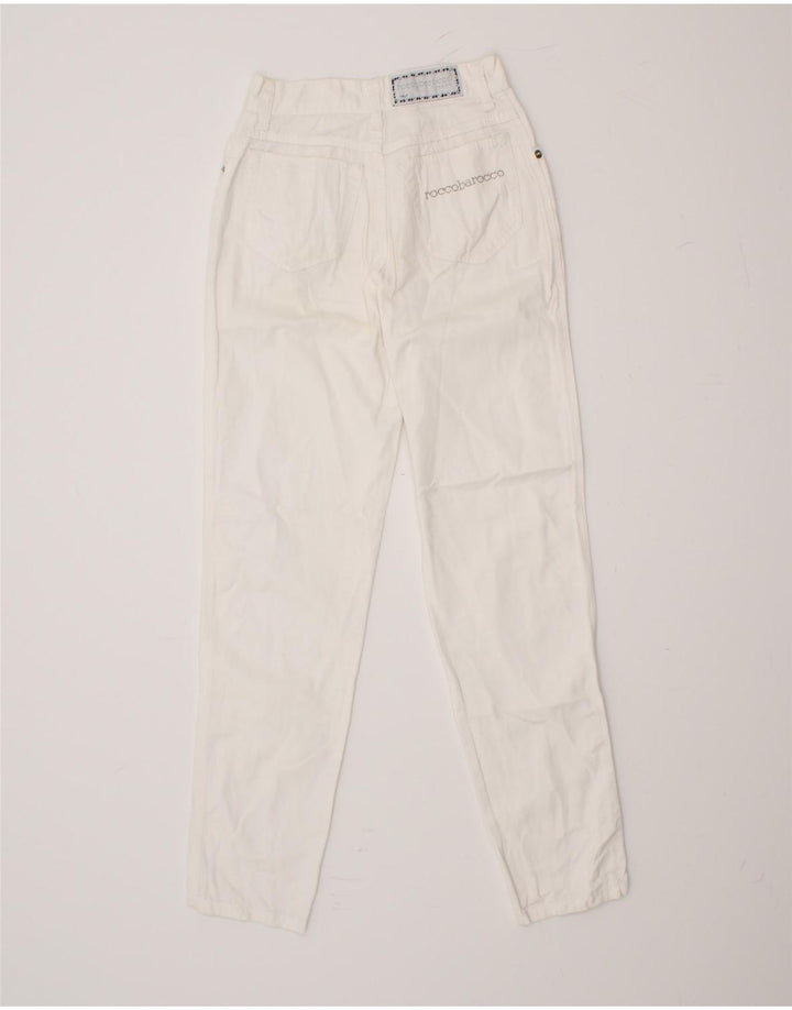 ROCCOBAROCCO Womens Slim Casual Trousers W24 L27 White Vintage Roccobarocco and Second-Hand Roccobarocco from Messina Hembry 