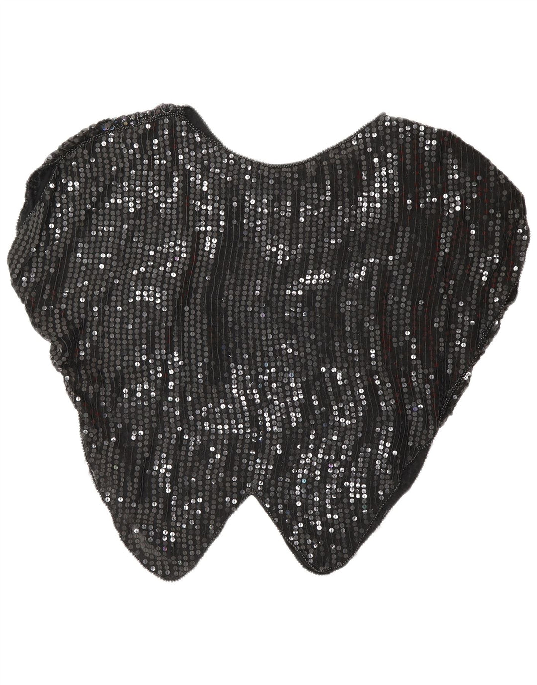 Camicetta vintage da donna con paillettes a pipistrello, top UK 16, grande nero a rombi/diamante