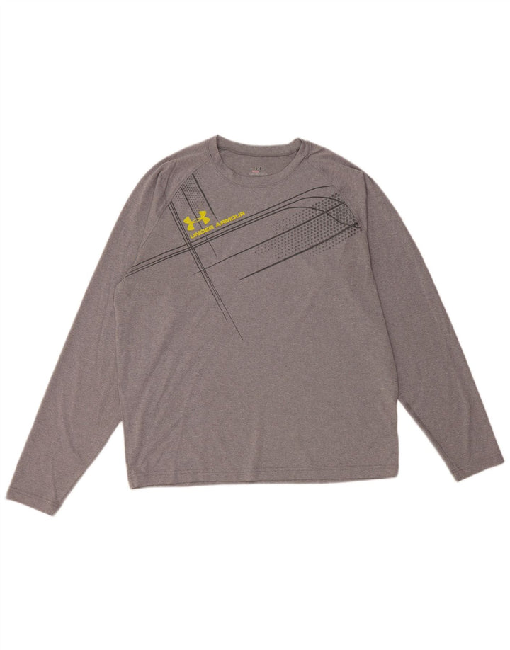 UNDER ARMOUR Top da uomo con grafica Heat Gear manica lunga grande poliestere grigio