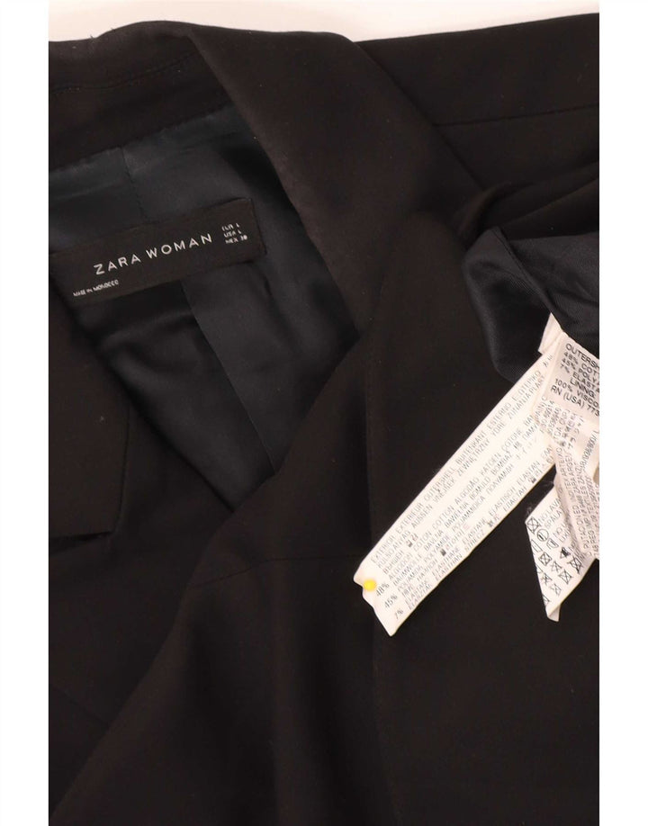 Giacca blazer a 1 bottone da donna Zara UK 14 grande cotone nero