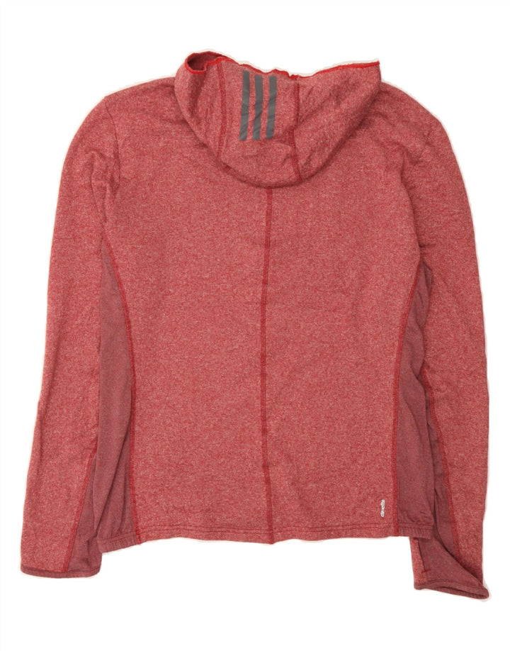 ADIDAS Womens Climalite Hoodie Jumper UK 14 Medium Red Flecked Polyester Vintage Adidas and Second-Hand Adidas from Messina Hembry 